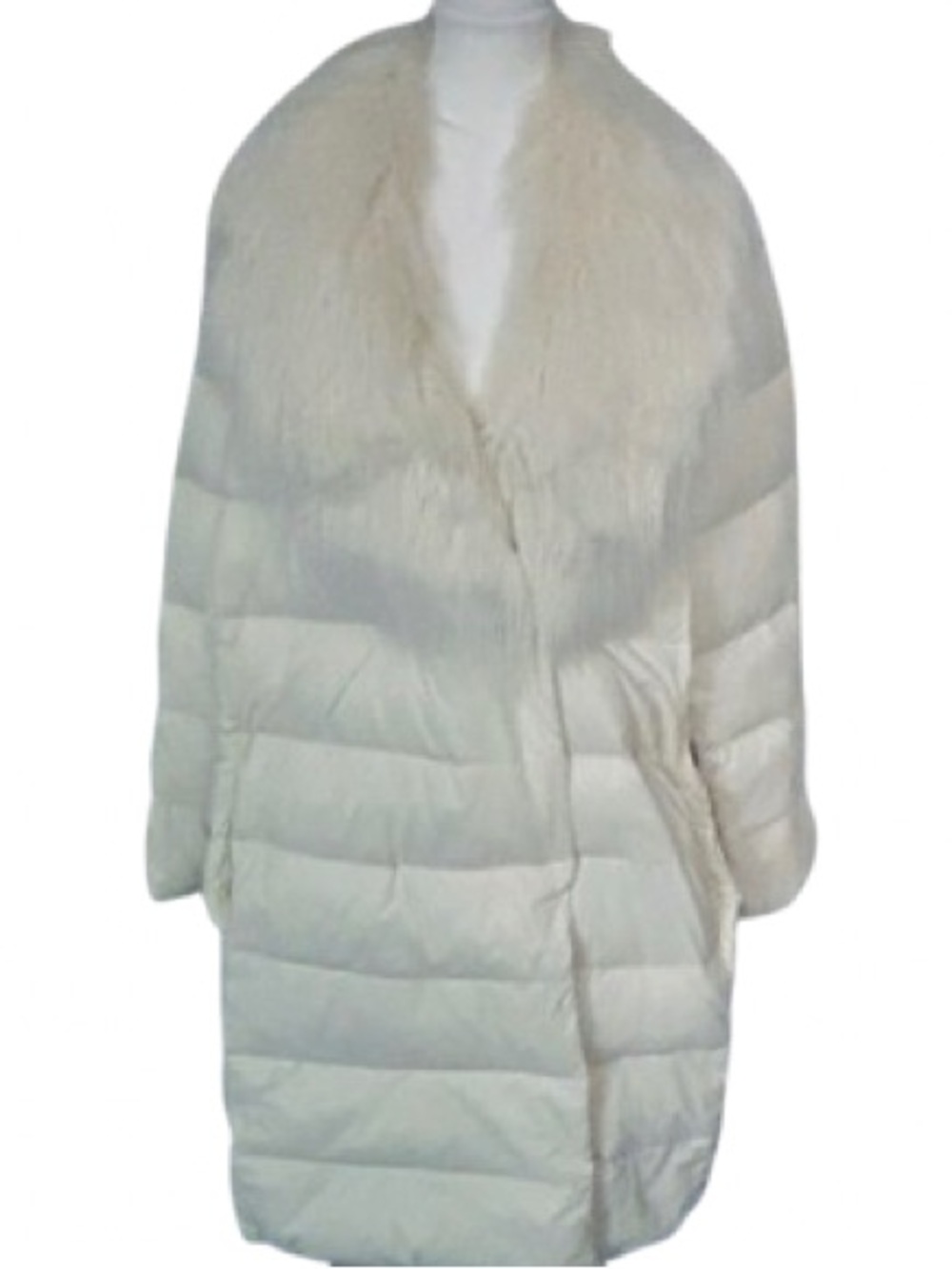 Stunning!!! RALPH LAUREN Puffer Coat Cream White Faux Fur 3X Plus Boho Vintage